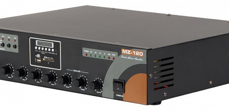 MZ-120, USB-проигрыватель-тюнер-усилитель 120 Вт, 3 микр./2 лин. входа, 6 зон, ИК-пульт ДУ