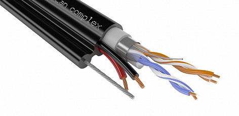 F/UTP 2 Cat5e PVC/PEtr 2х0,75 ParLan™ complex , кабель для IP-видеонаблюдения на тросу (Паритет)