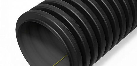 Гофротруба ПНД двустенная гибкая тип 450 (SN26) черная с зондом d50 мм стойкая к ультрафиолетуне распространяющая горение (100м/уп) Промрукав