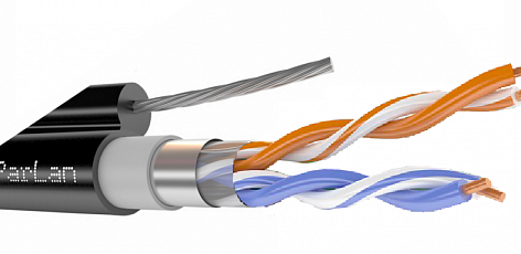 F/UTP Cat5e 2х2х0,52 PVC/PE tr ParLan™ , кабель парной скрутки уличный на тросу (Паритет)